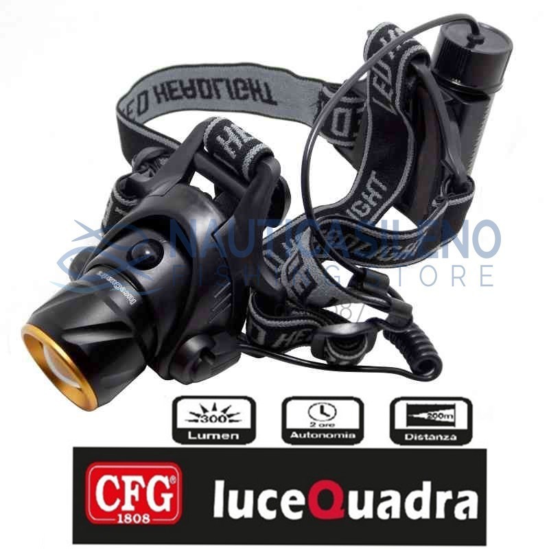 Torcia da testa Led 5 Watt in alluminio - Luce Quadra Torcia da testa Led 5 Watt in alluminio - Luce Quadra